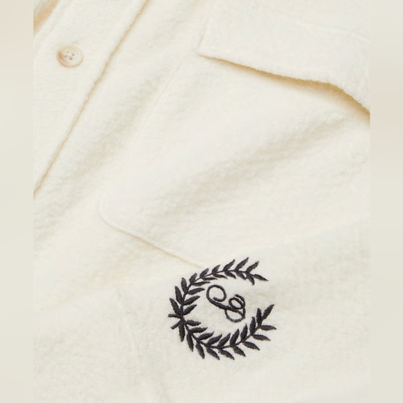 PINK by VS Reversed Fleece Buttoned Shacket in Color Cream Size Large 🆕 - Picture 4 of 6